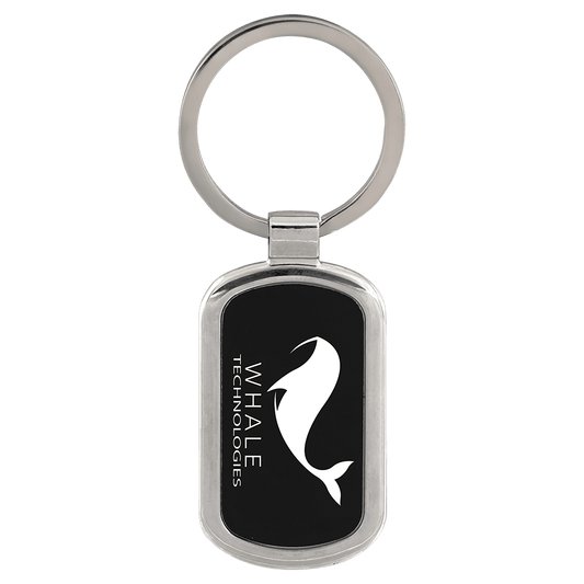Black 1 1/8" x 1 7/8" Laserable Rectangle Keychain