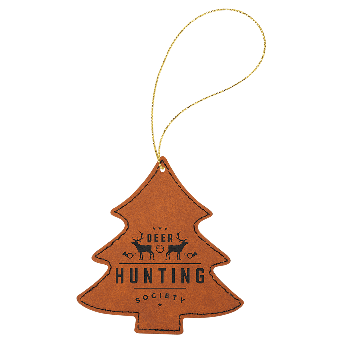 Rawhide Gold Laserable Leatherette Tree Ornament with String