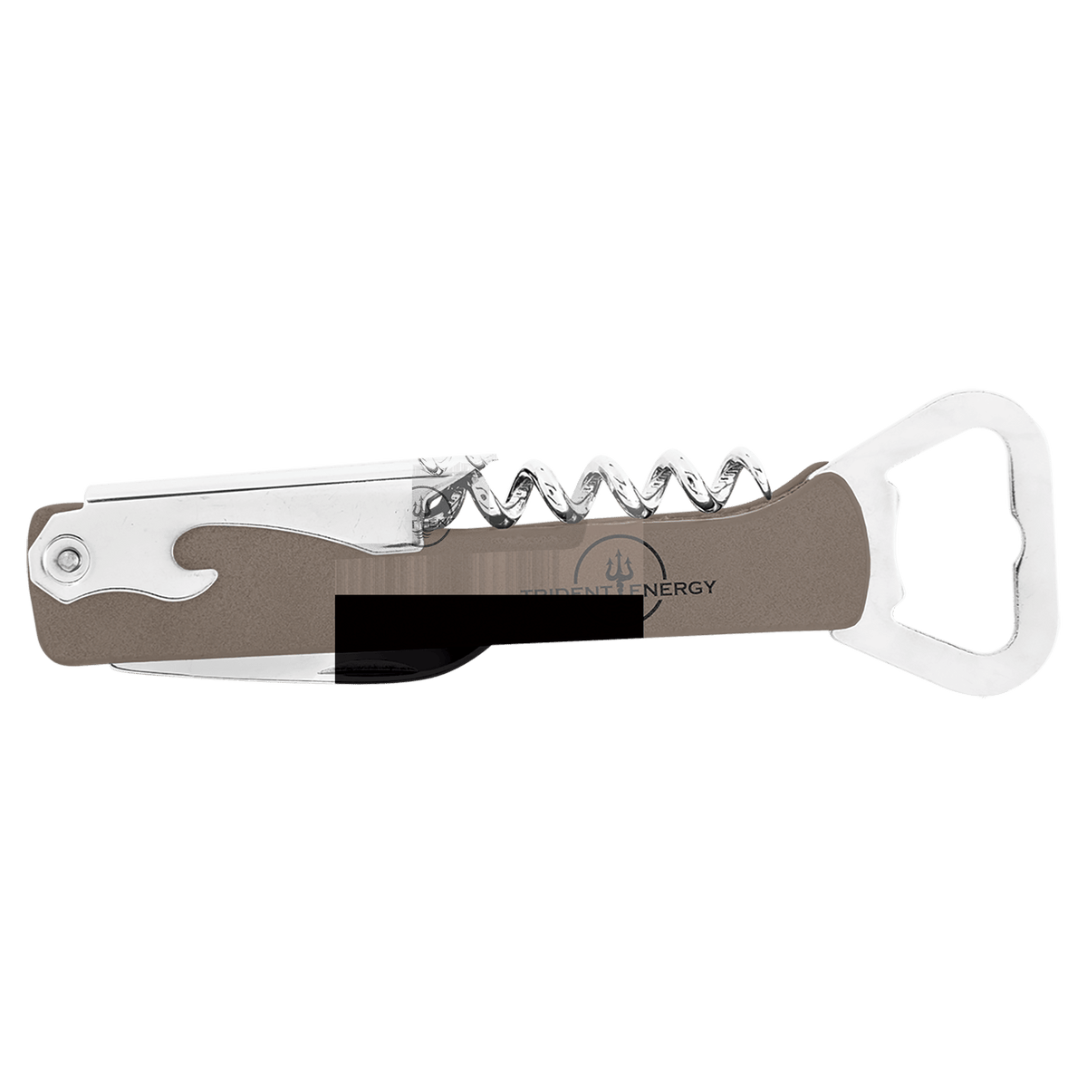 Gray Laserable Leatherette Wine Bottle Opener