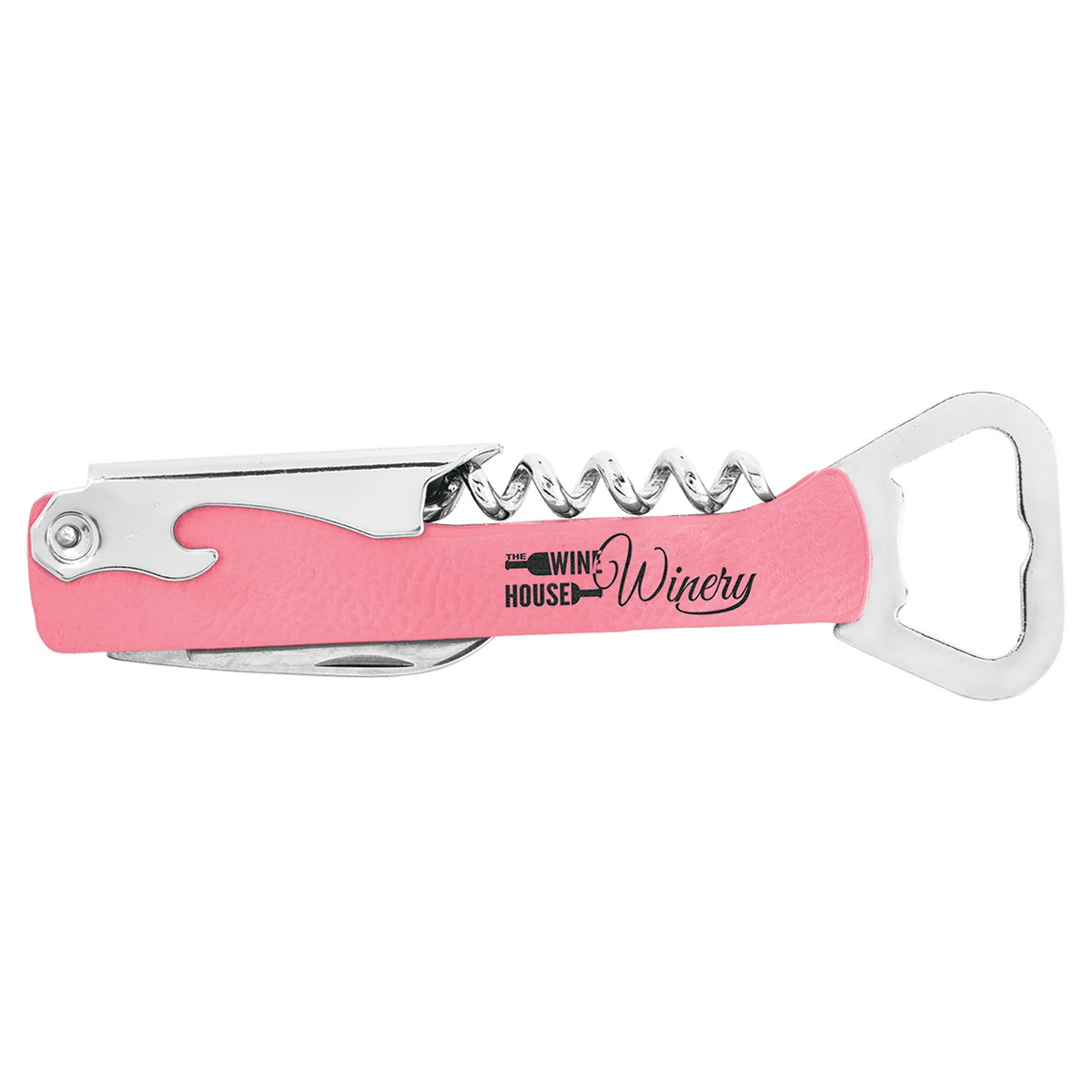Pink Laserable Leatherette Wine Bottle Opener