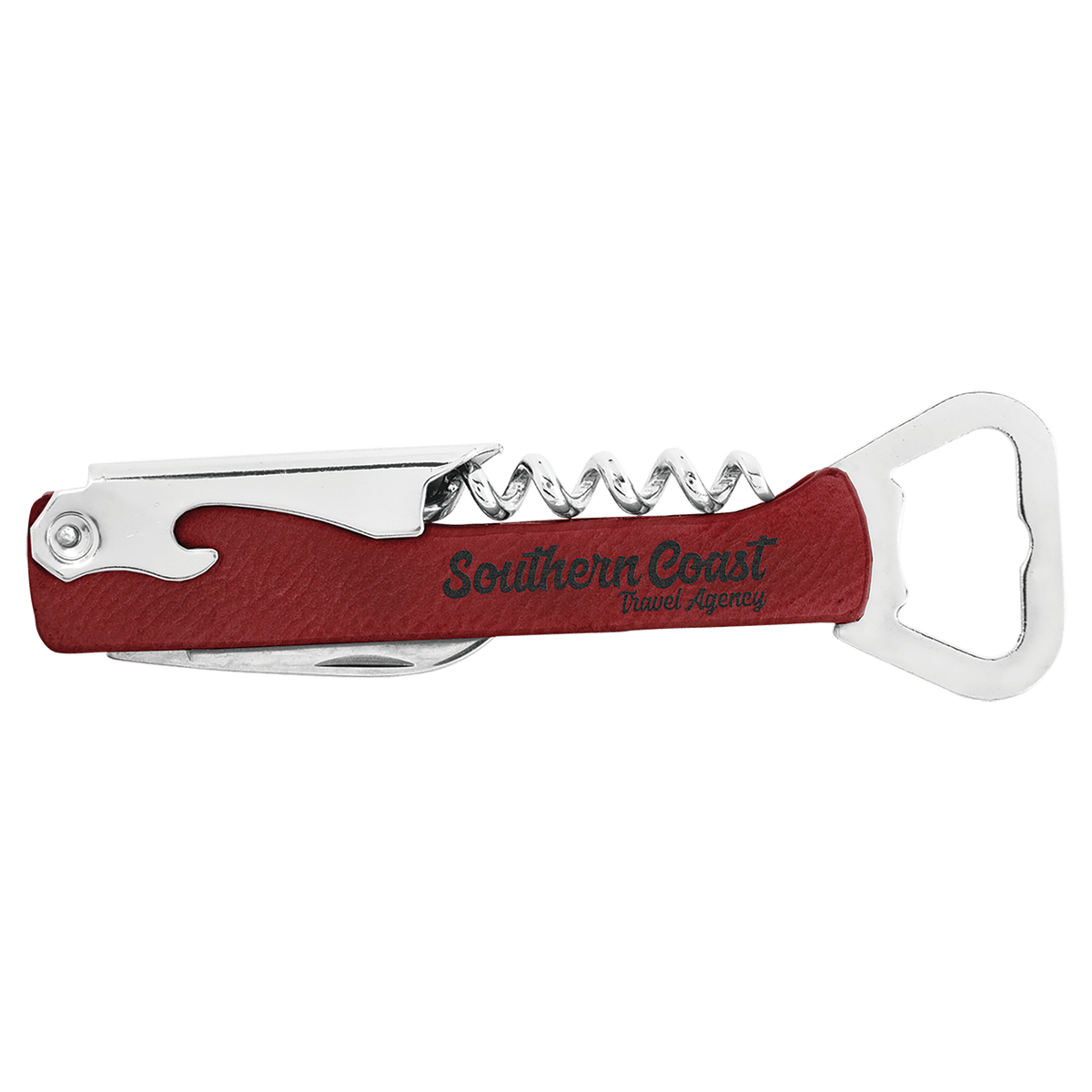 Rose Laserable Leatherette Wine Bottle Opener