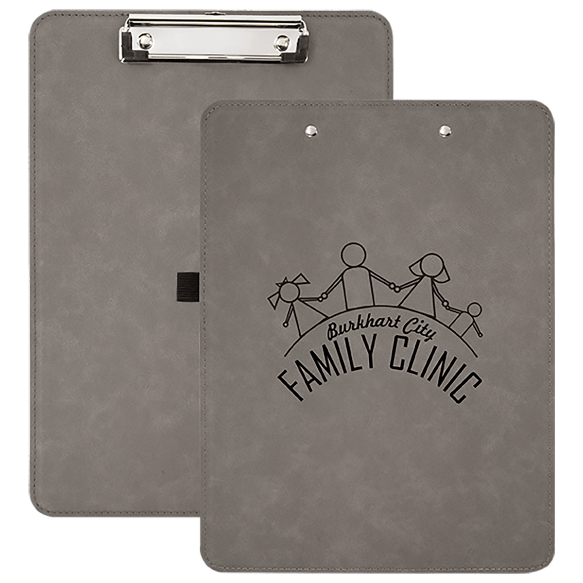 Gray 9" x 12 1/2" Laserable Leatherette Clipboard