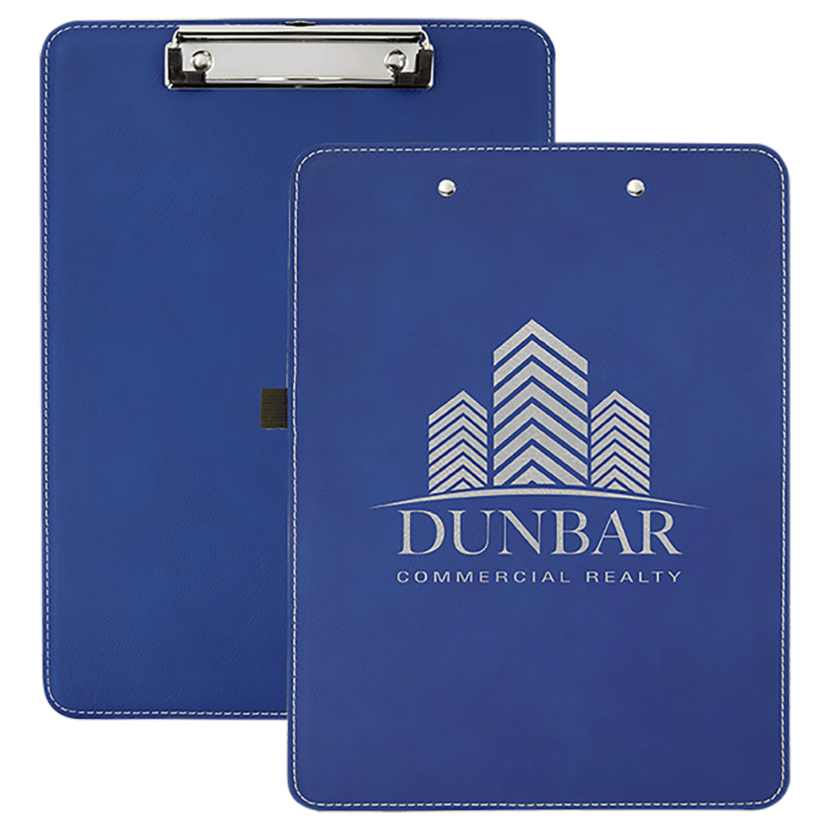 Blue/Silver 9" x 12 1/2" Laserable Leatherette Clipboard