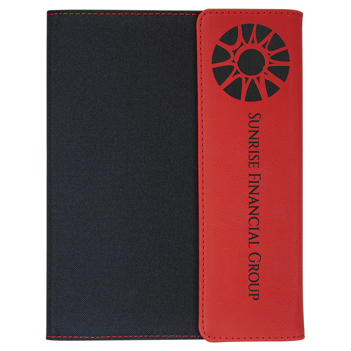 Red Laserable Leatherette / Black 7" x 9" Canvas Portfolio with Notepad