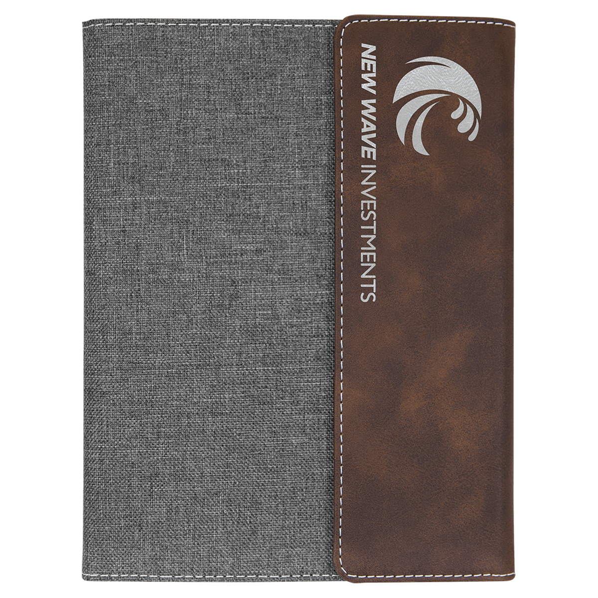 Rustic/Silver Leatherette / Gray 7" x 9" Canvas Portfolio with Notepad