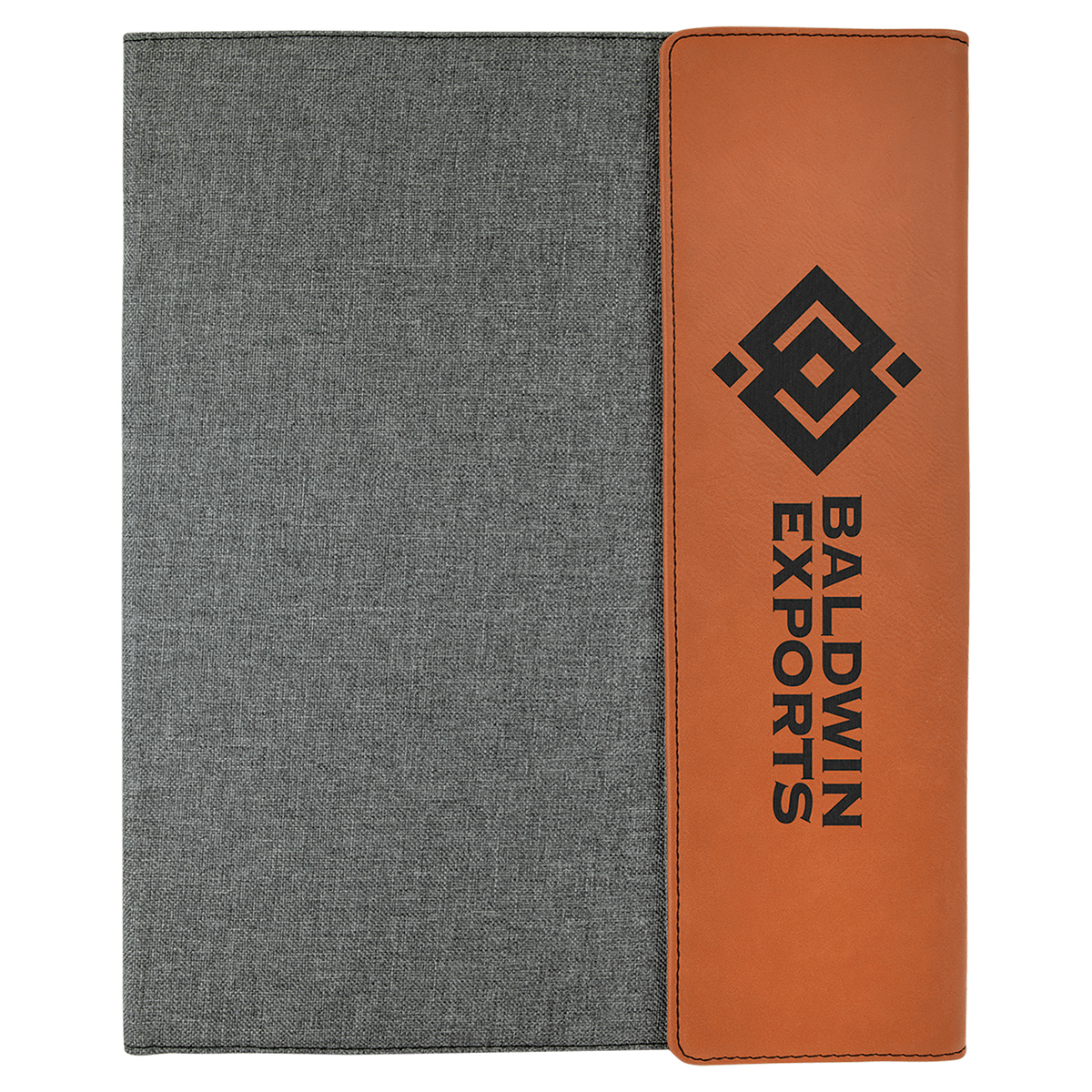 Rawhide Laserable Leatherette / Gray 9 1/2" x 12" Canvas Portfolio with Notepad