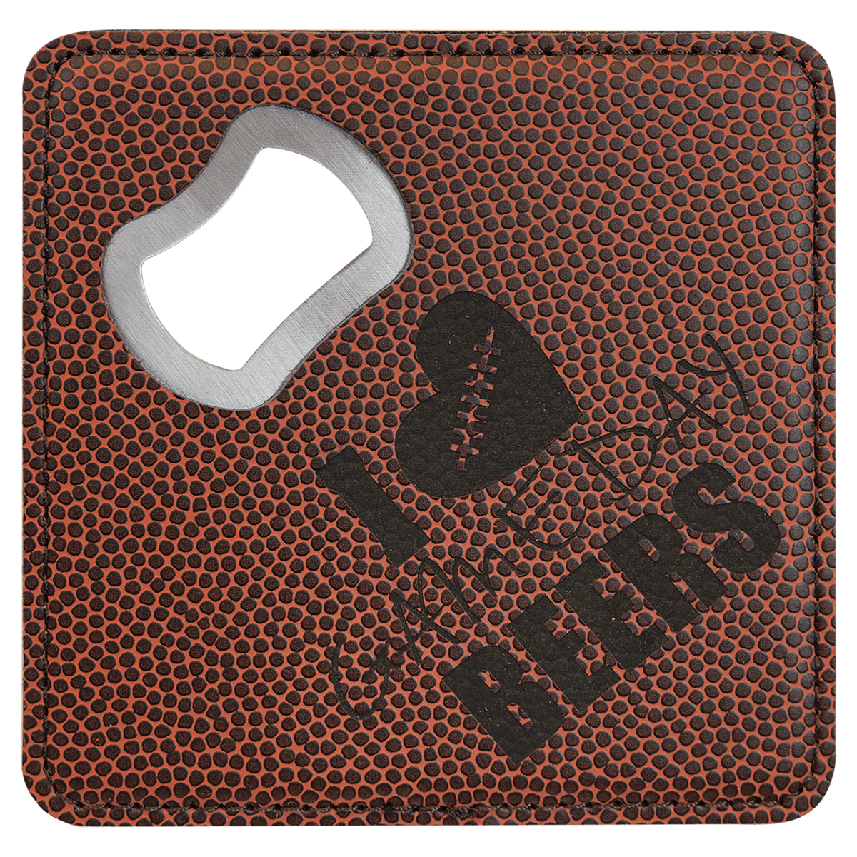 Football 3 4" x 4" Square Laserable Leatherette 6-Coaster Set