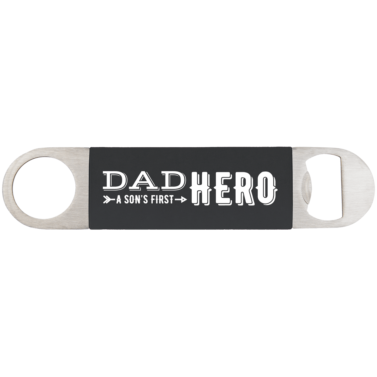 Black White 1 1/2" x 7" Bottle Opener with Silicone Grip