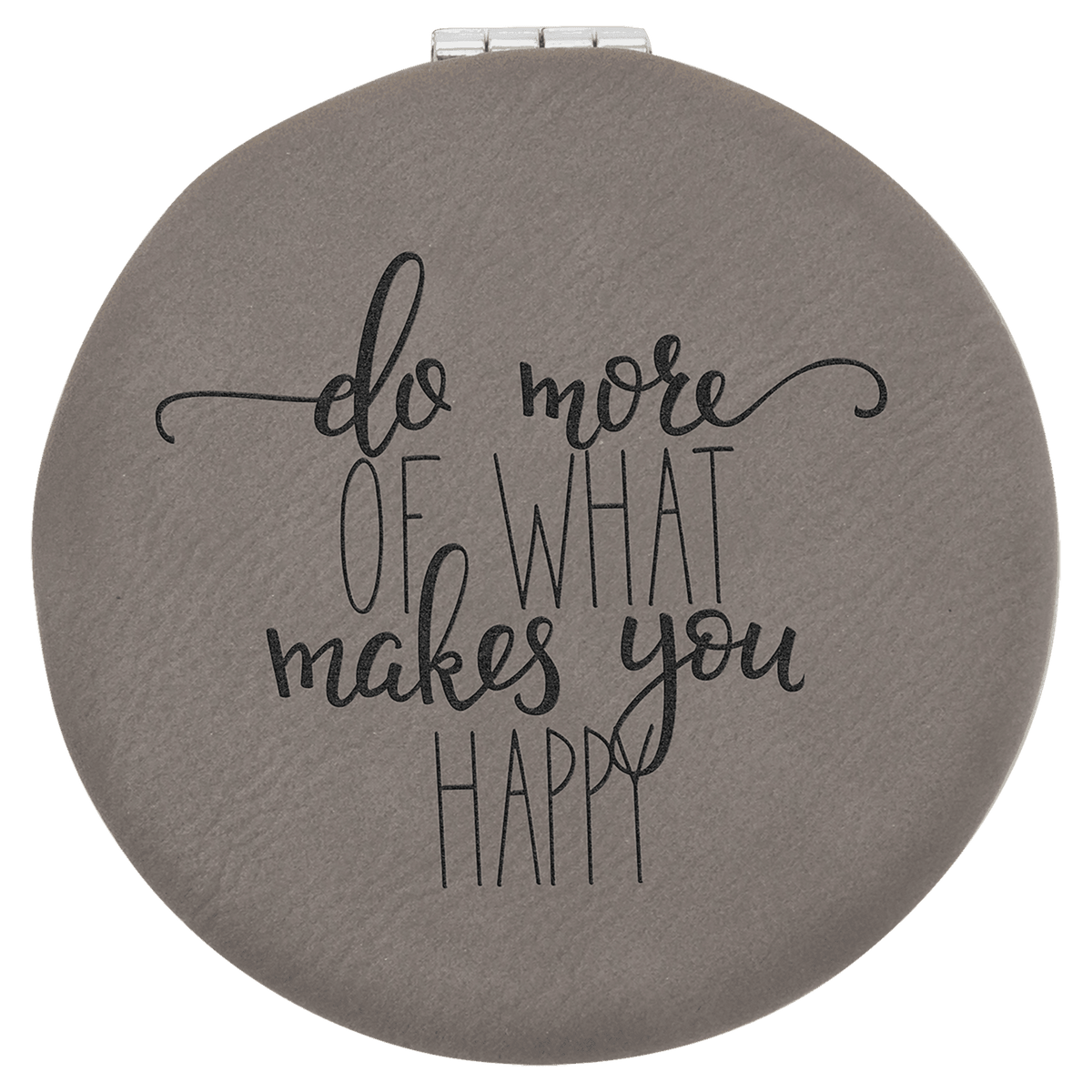 Gray 2 1/2" Laserable Leatherette Compact Mirror