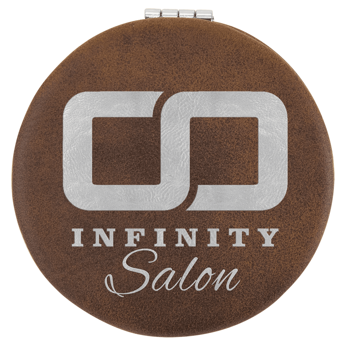 Rustic/Silver 2 1/2" Laserable Leatherette Compact Mirror