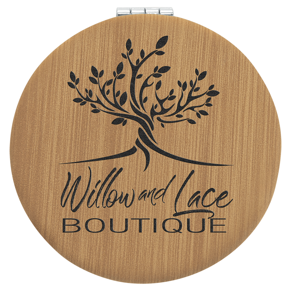Bamboo 2 1/2" Laserable Leatherette Compact Mirror