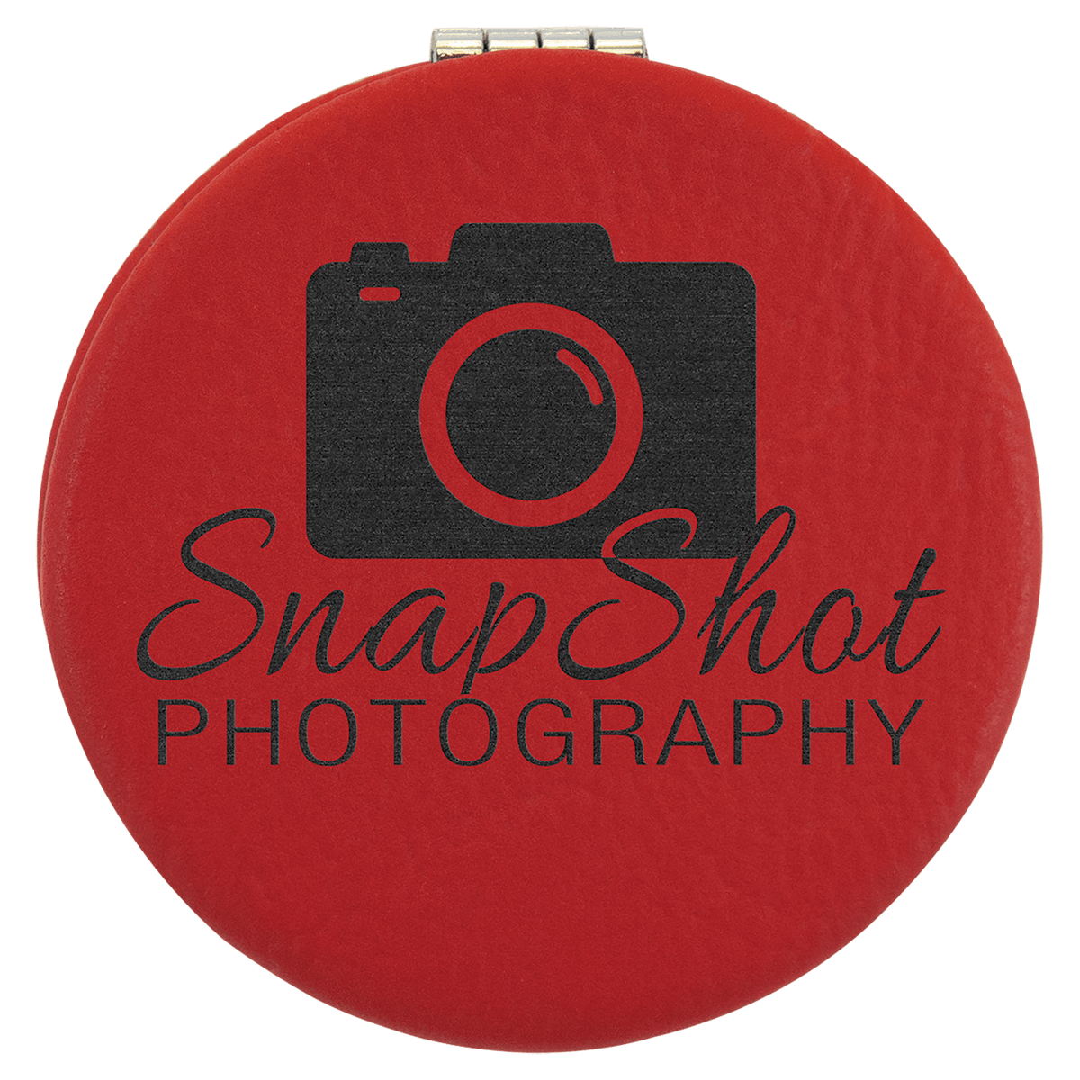 Red 2 1/2" Laserable Leatherette Compact Mirror