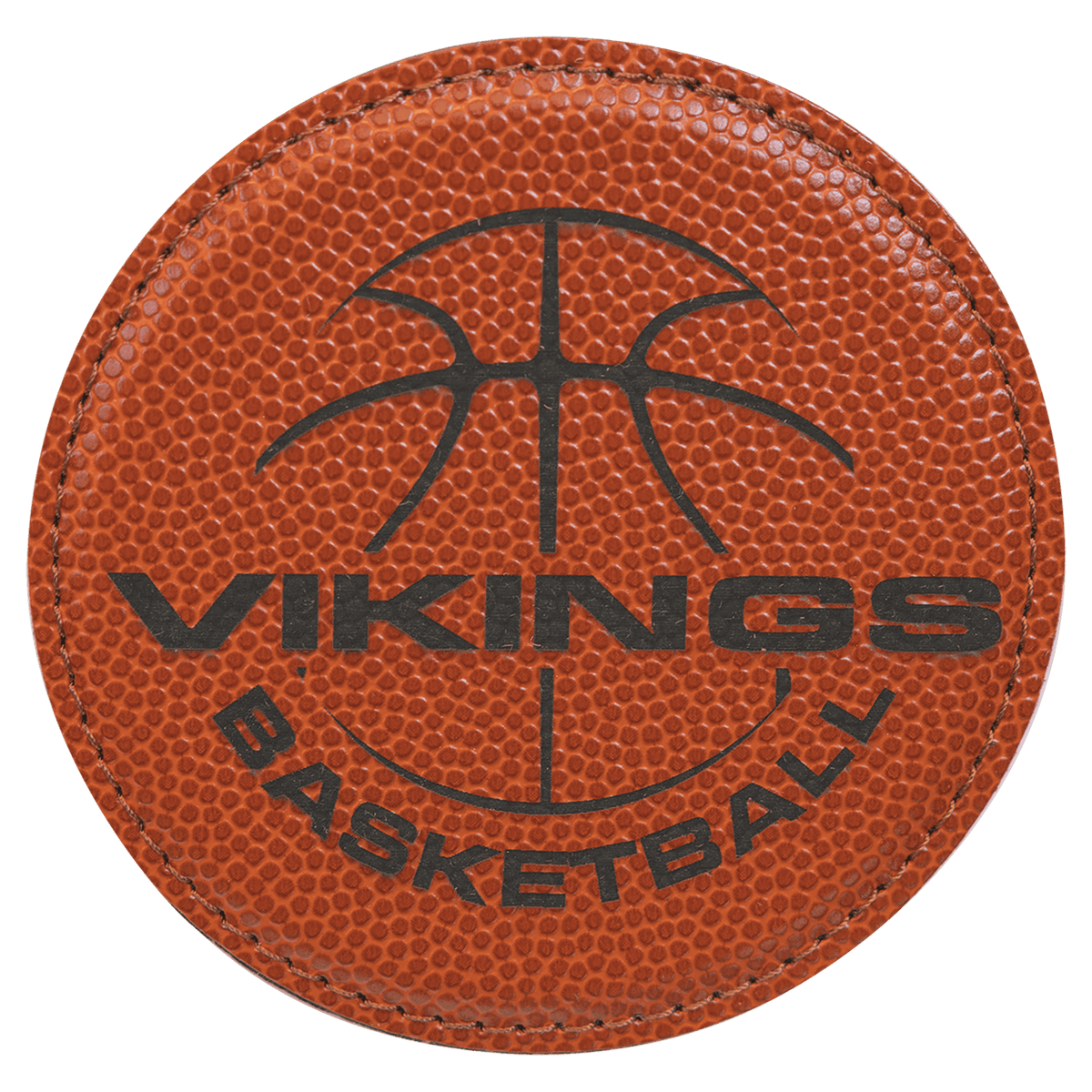 Basketball 4" Round Laserable Leatherette Coaster