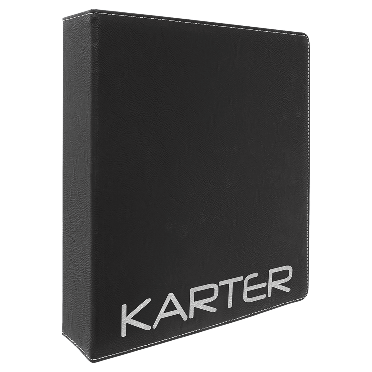 Black/Siver 11" x 11 1/2" Laserable Leatherette 3 Ring Binder with 2" Slant D Rings