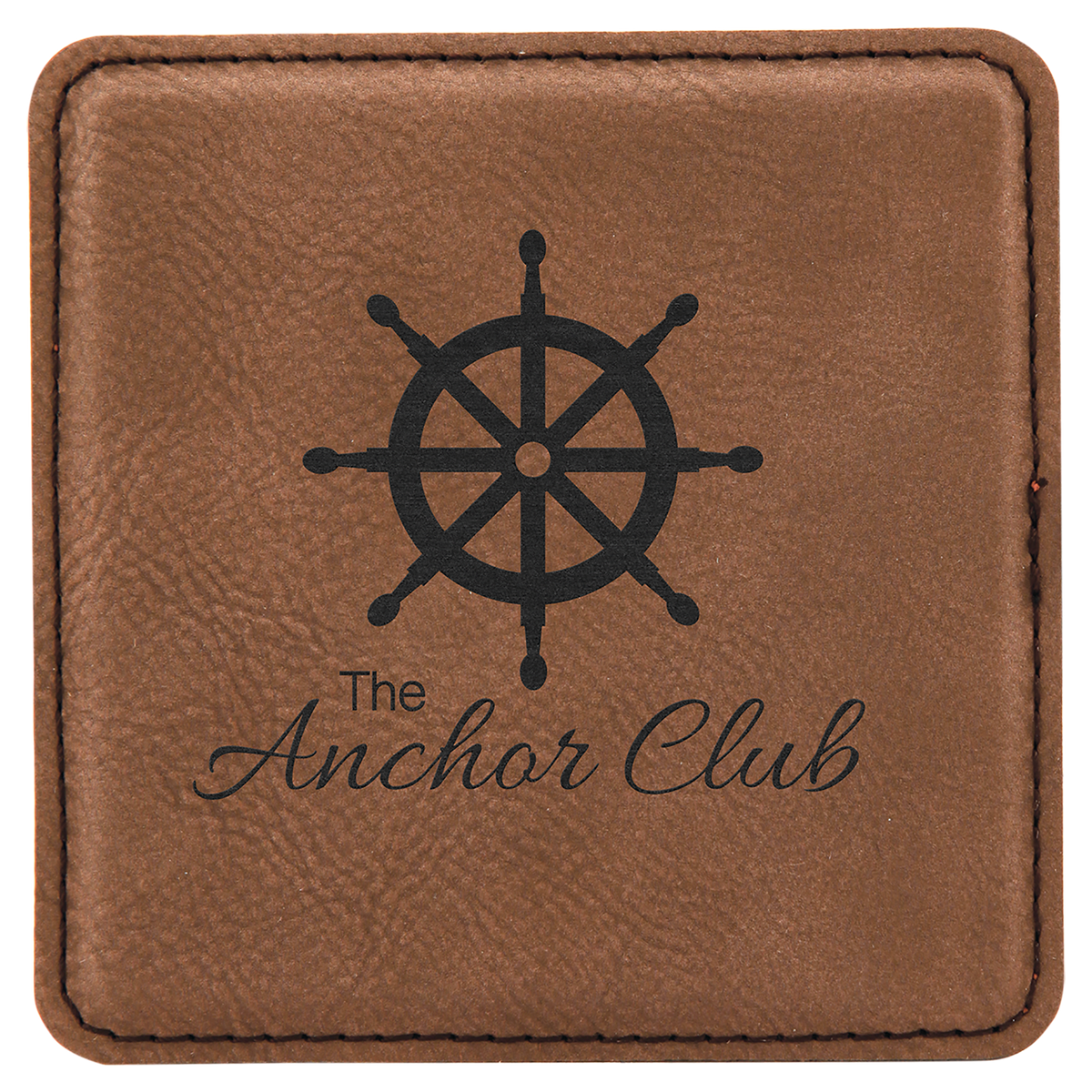 Dark Brown 4" x 4" Square Laserable Leatherette Coaster