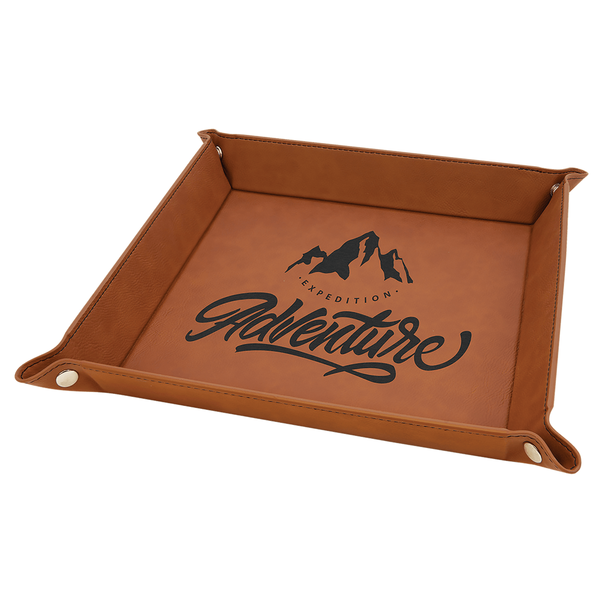 Rawhide Laserable Leatherette Snap Up Tray with Silver 9" x 9" Snaps