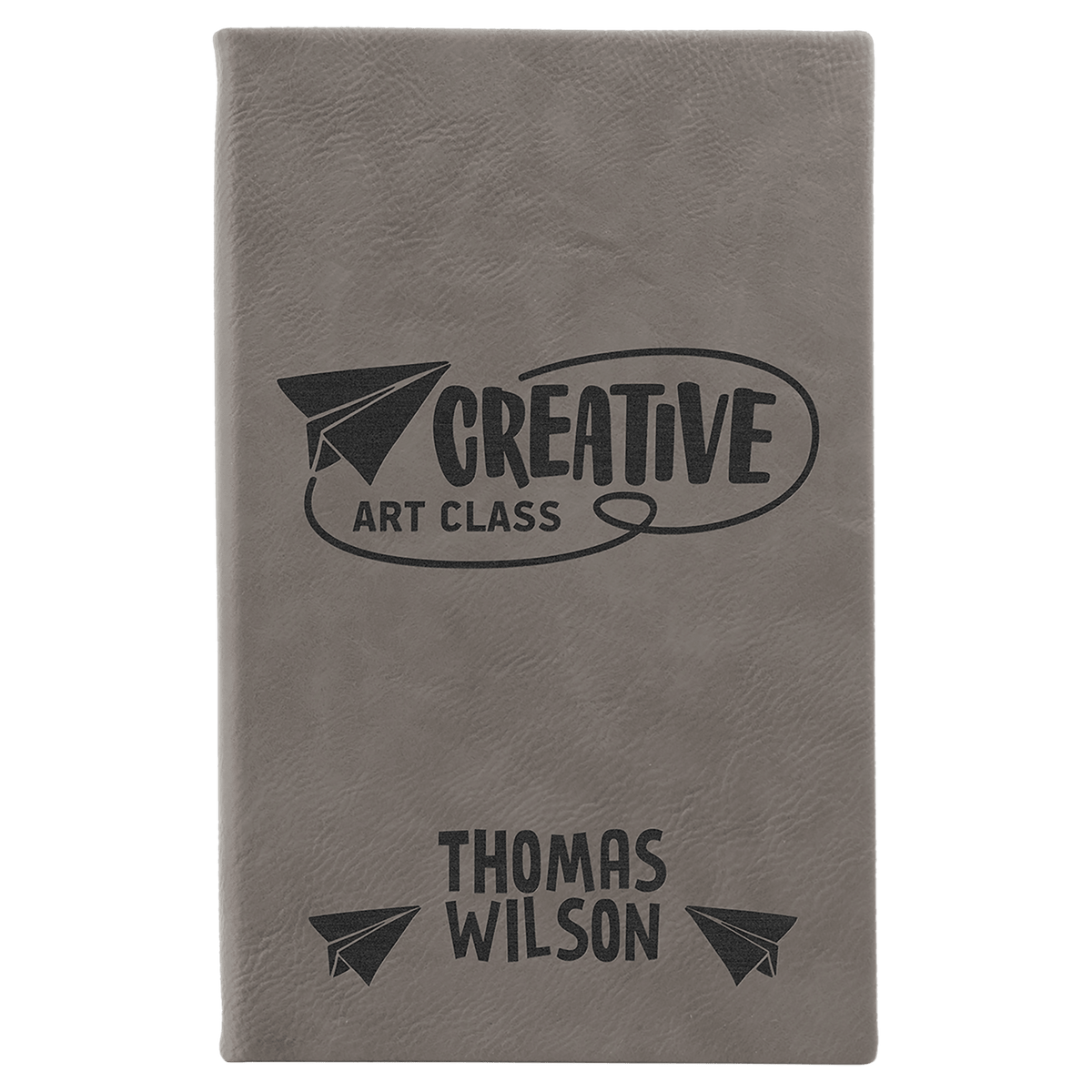 Gray 5 1/4" x 8 1/4" Laserable Leatherette Sketch Book with Unlined Notepad