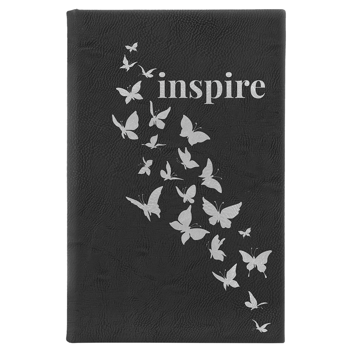 Black/Silver 5 1/4" x 8 1/4" Laserable Leatherette Sketch Book with Unlined Notepad
