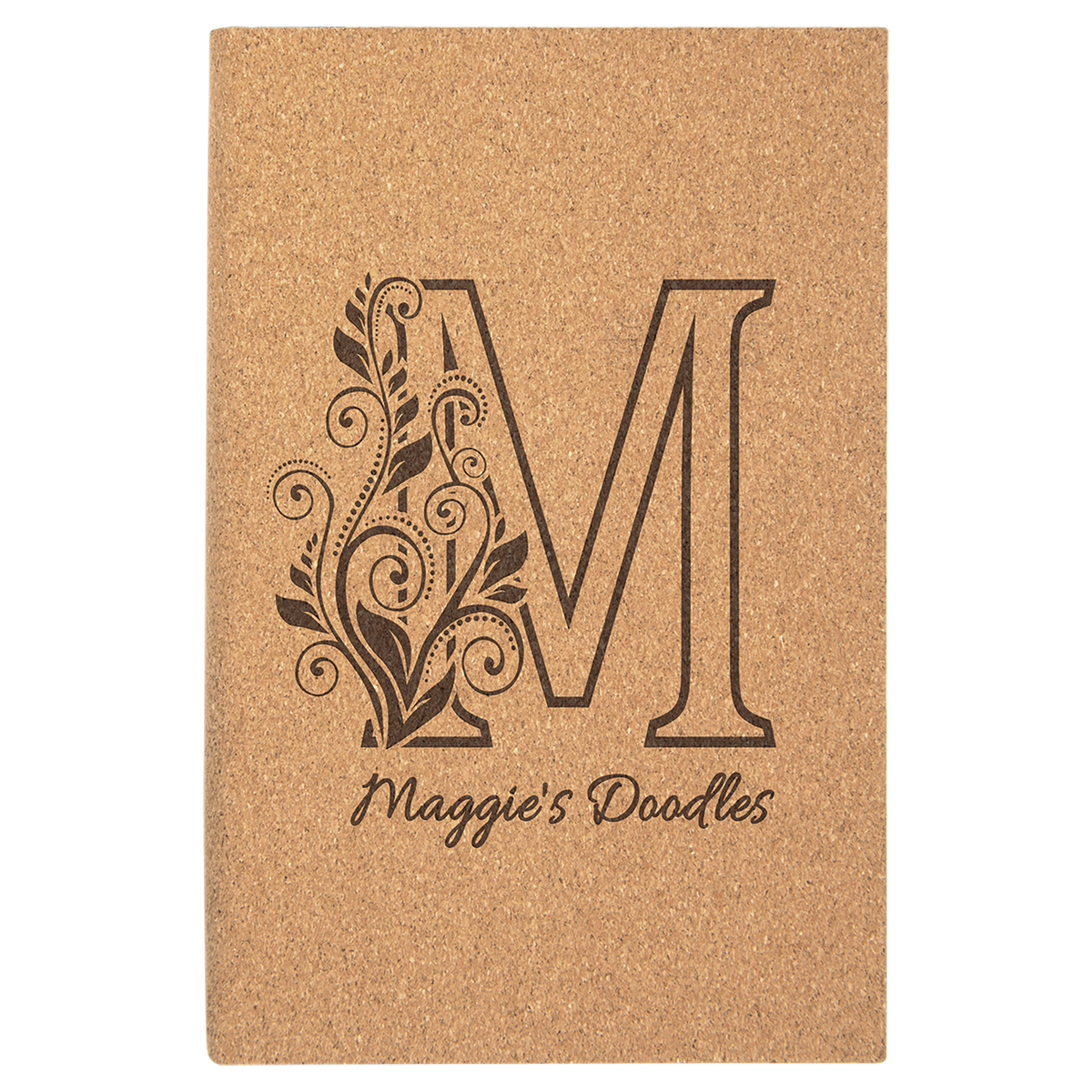 Cork 5 1/4" x 8 1/4" Laserable Leatherette Sketch Book with Unlined Notepad