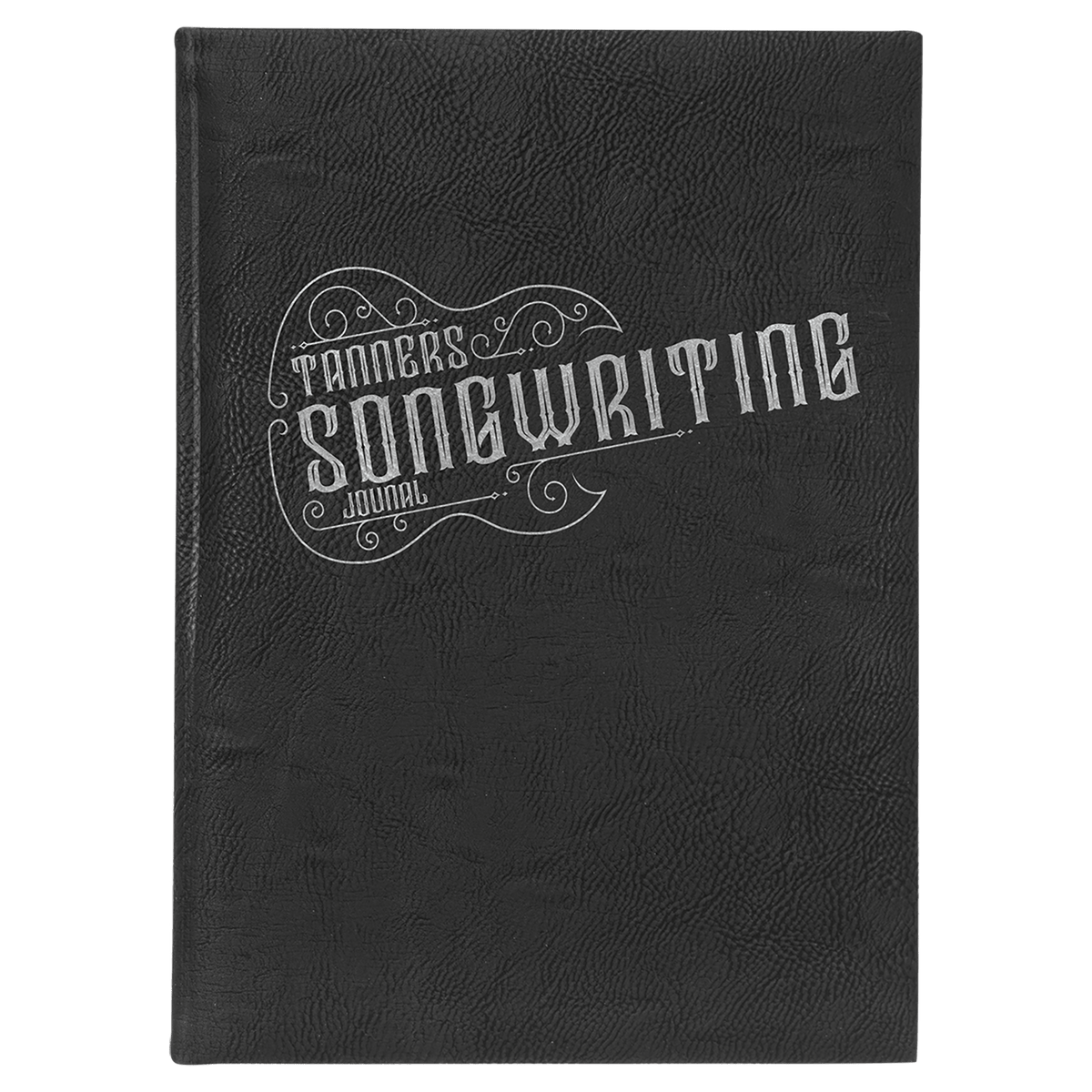 Black/Silver 7" x 9 3/4" Laserable Leatherette Journal with Lined Notepad
