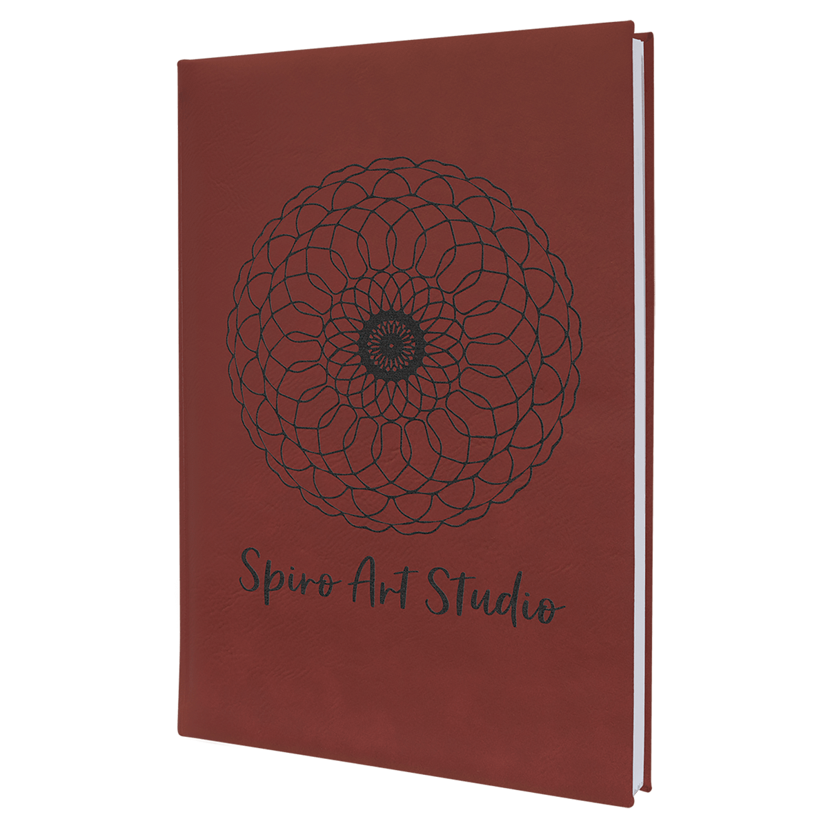 7" 7" x 9 3/4" Laserable Leatherette Sketch Book with Unlined Notepad
