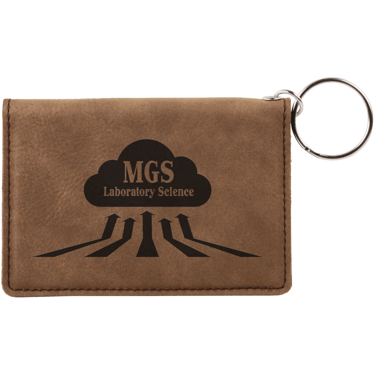 Dark Brown 4 1/4" x 3" Laserable Leatherette Keychain ID Holder