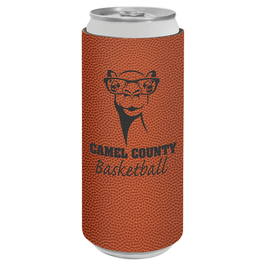 Basketball Laserable Leatherette Slim Beverage Holder