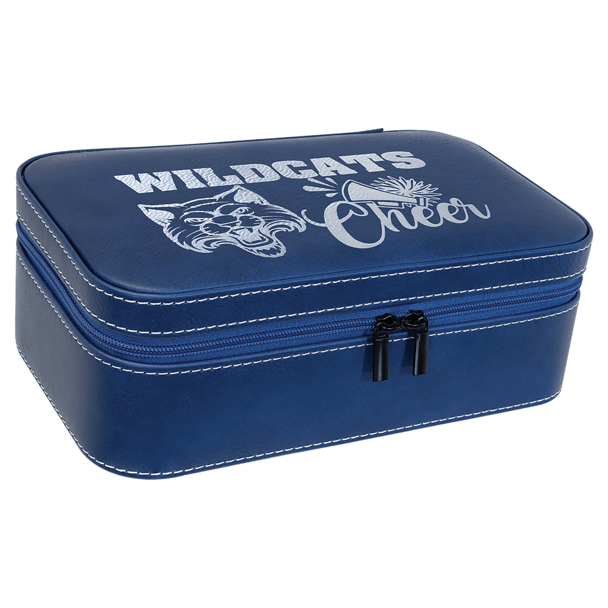 Blue/Silver 7 1/2" X 4 1/2" Laserable Leatherette Jewelry Box