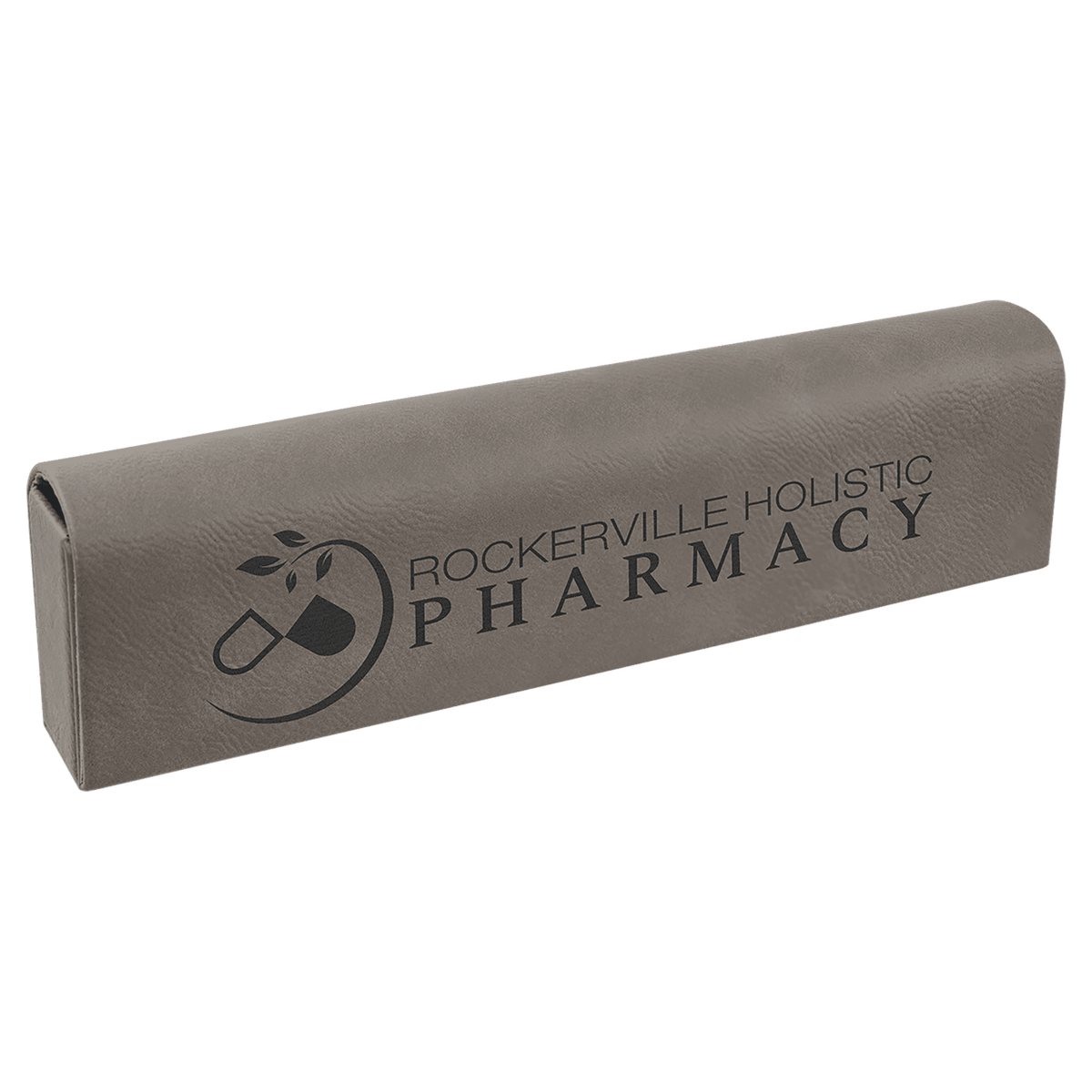 Gray 9 3/4" x 2 1/2" Laserable Leatherette Pill Box