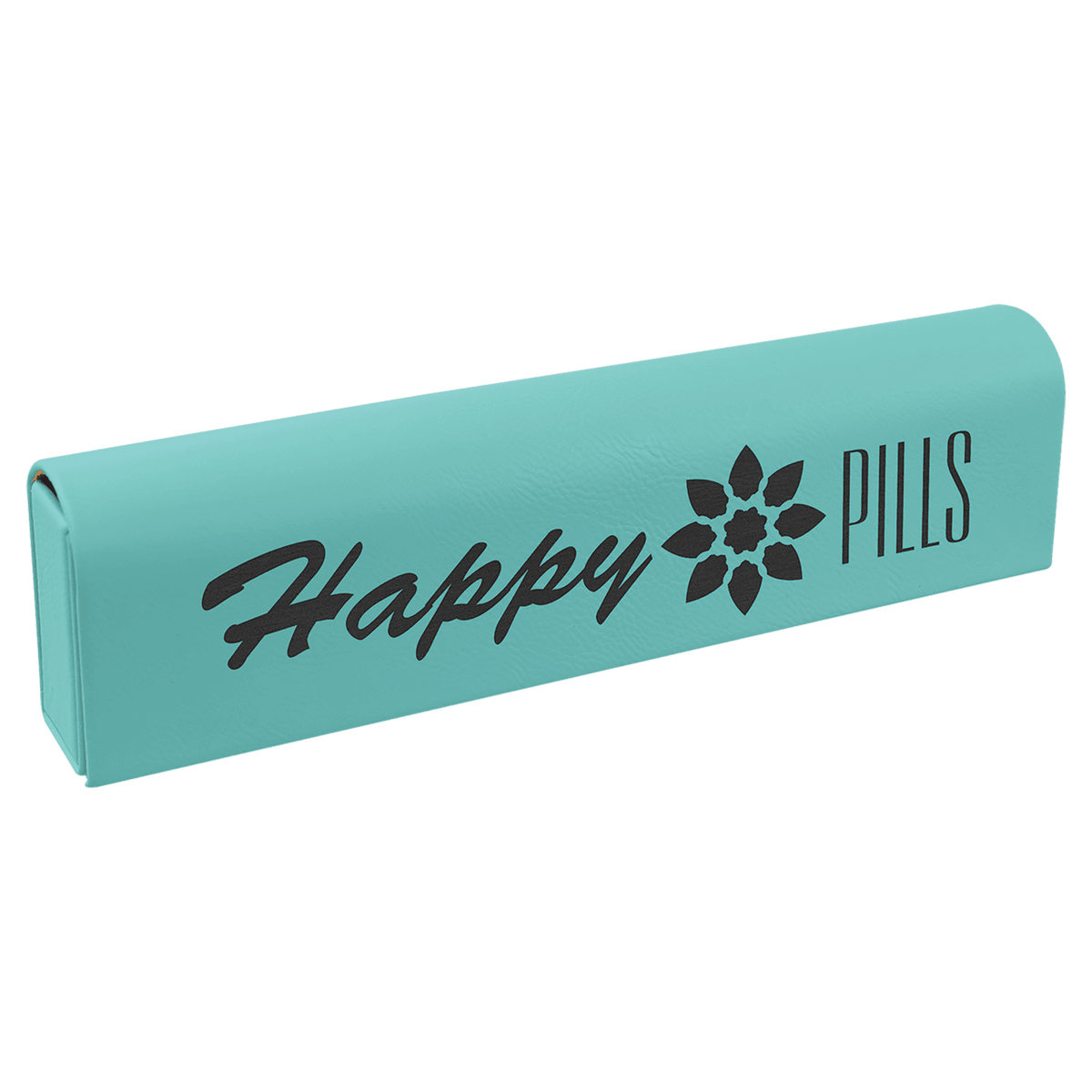 Teal 9 3/4" x 2 1/2" Laserable Leatherette Pill Box