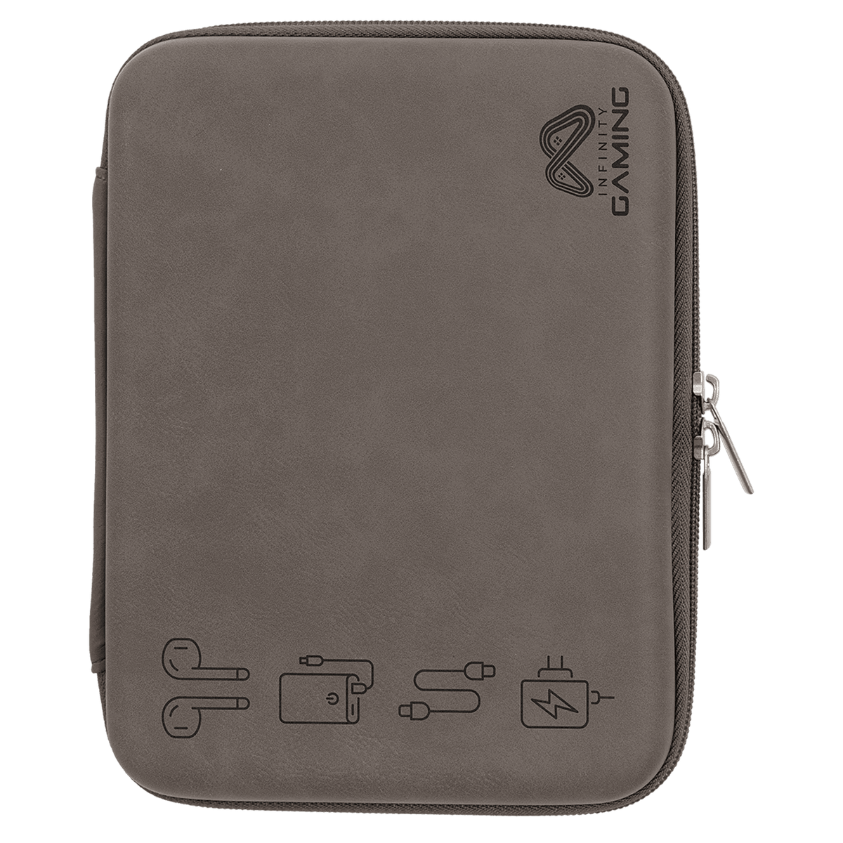 Gray 8 1/2" x 6" x 1 3/4" Leatherette Cord Case
