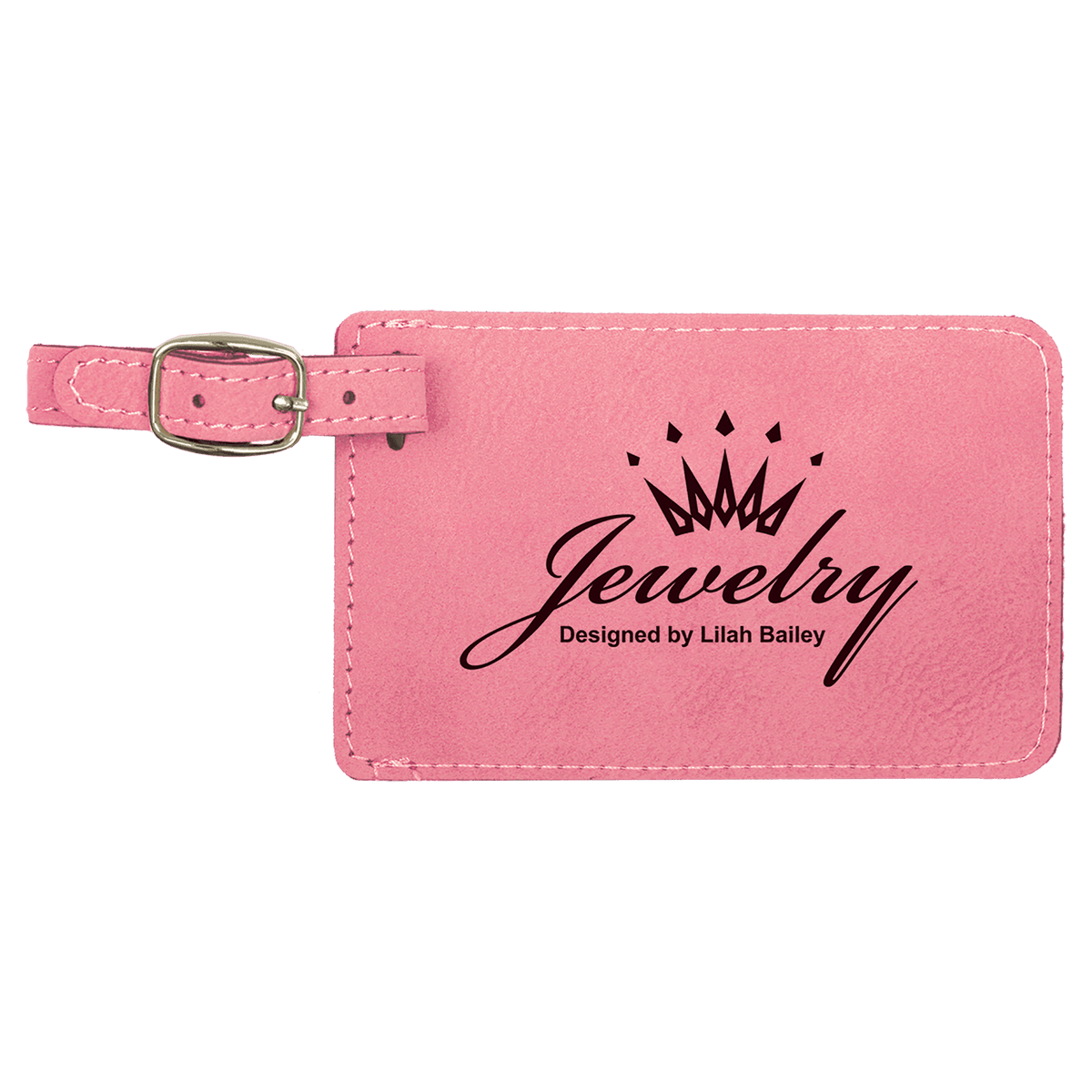 Pink 4 1/4" x 2 3/4" Laserable Leatherette Luggage Tag