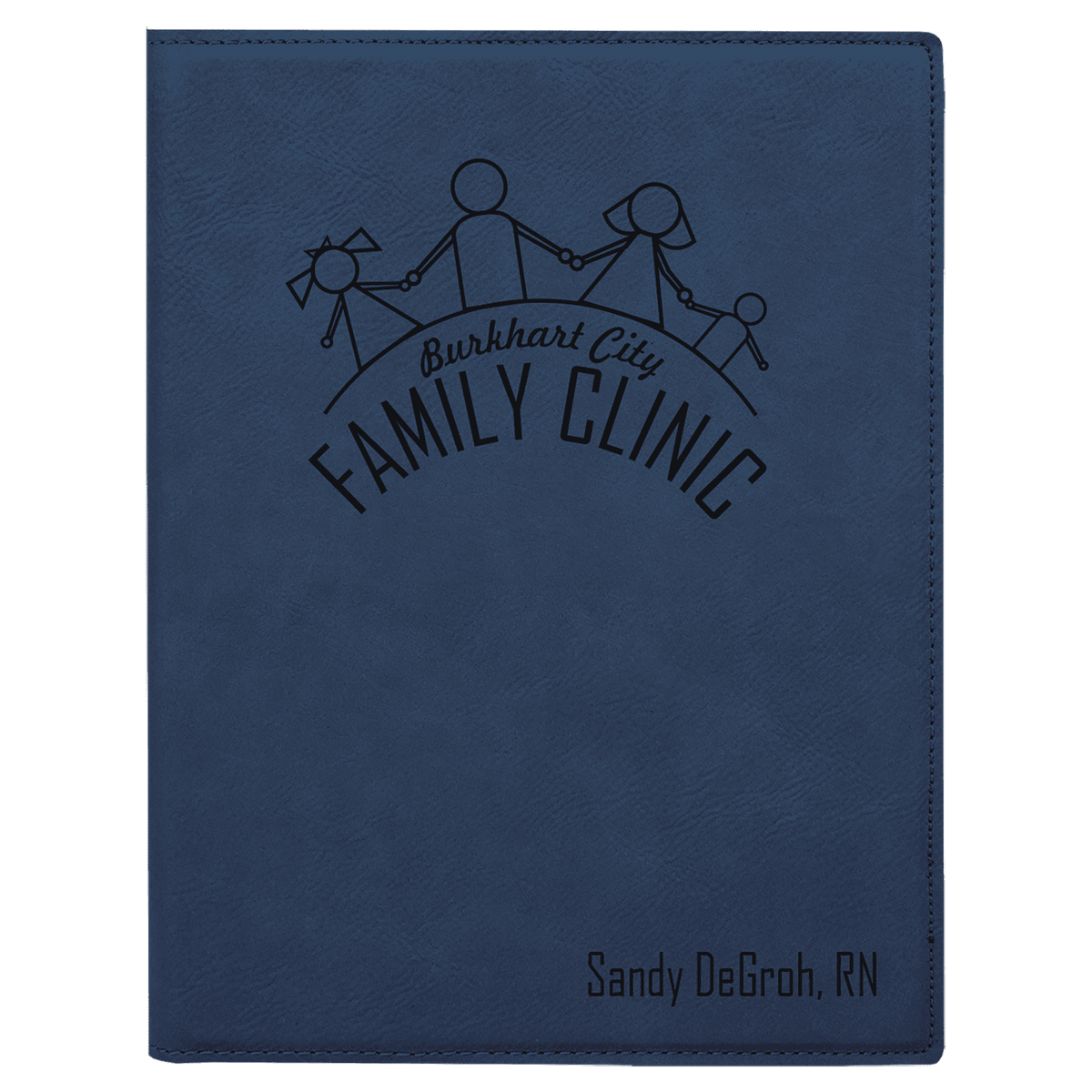 Blue/Black 7" x 9" Laserable Leatherette Small Portfolio with Notepad