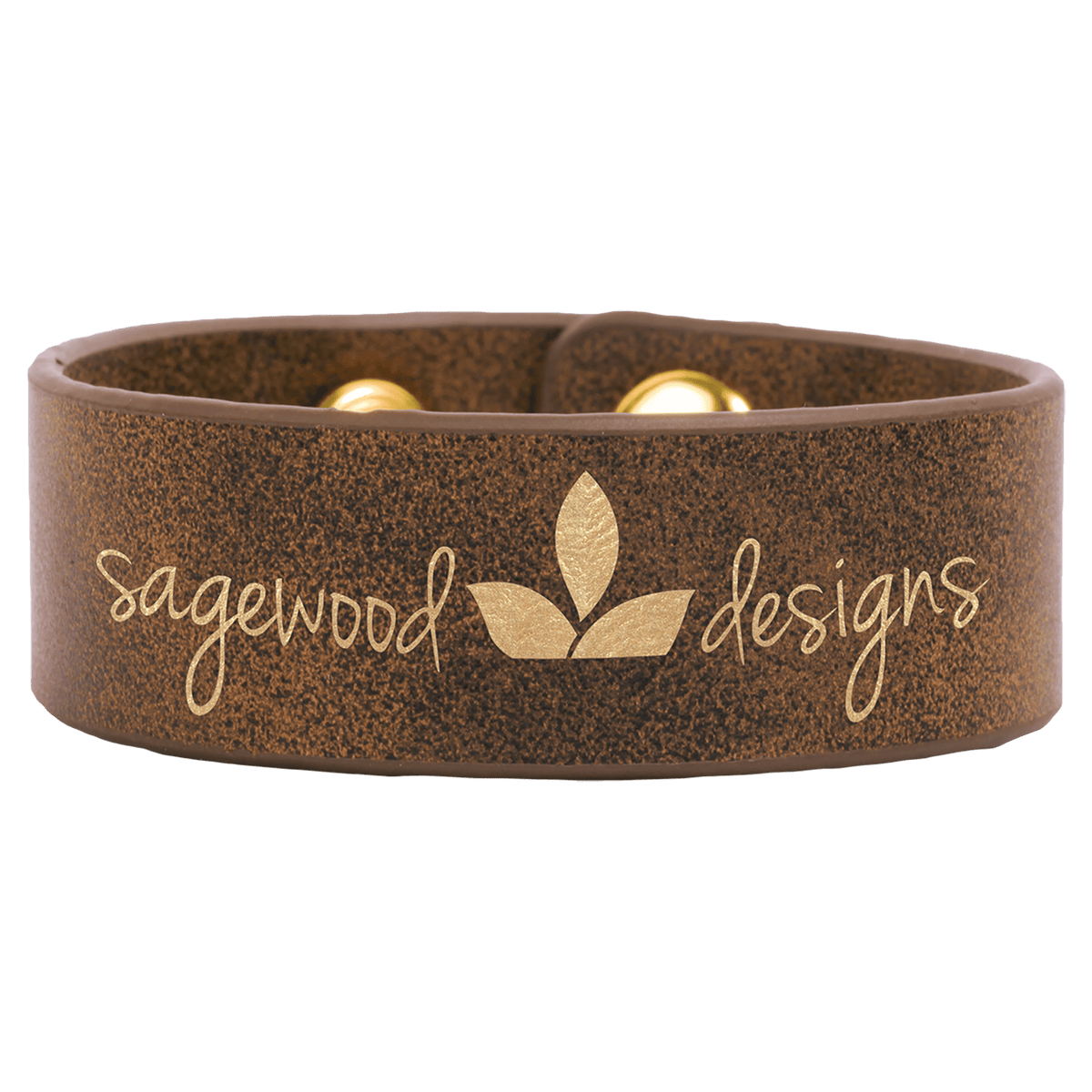 Rustic/Gold 9 1/2" x 1" Laserable Leatherette Cuff Bracelet
