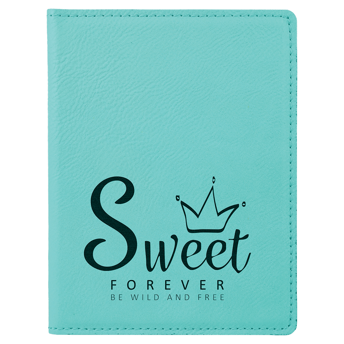 Teal 4 1/4" x 5 1/2" Laserable Leatherette Passport Holder