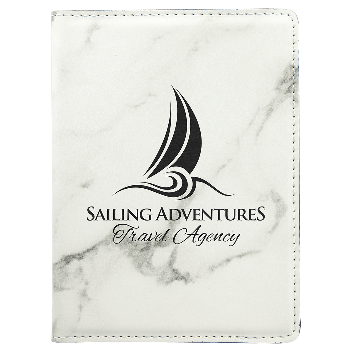 White Marble 4 1/4" x 5 1/2" Laserable Leatherette Passport Holder
