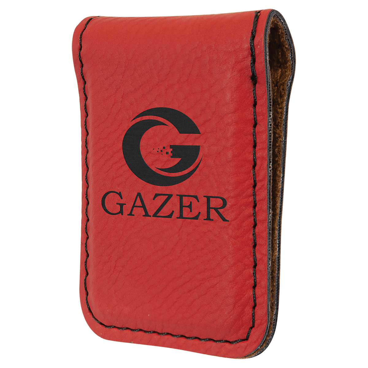Red 1 3/4" x 2 1/2" Laserable Leatherette Money Clip