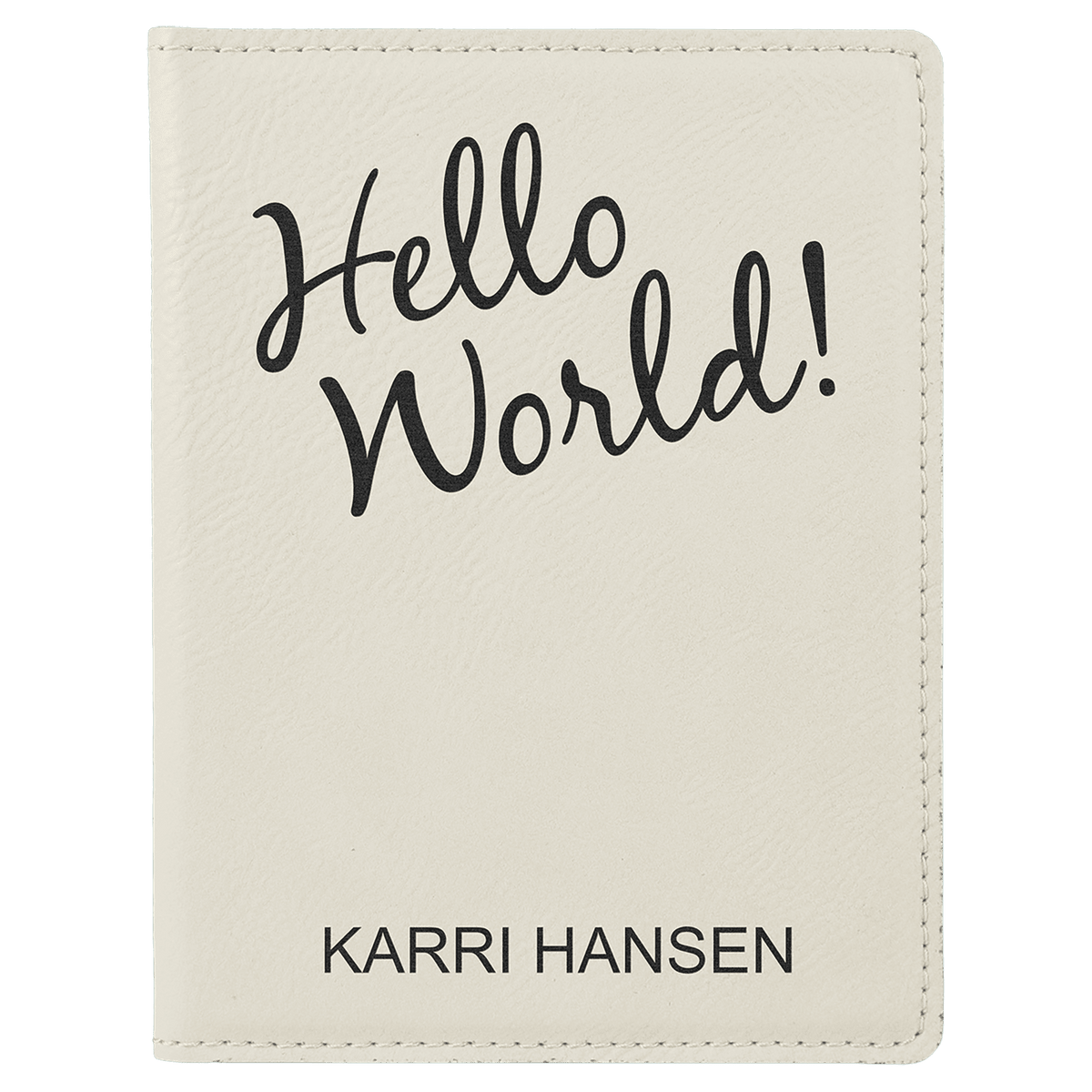 White 4 1/4" x 5 1/2" Laserable Leatherette Passport Holder