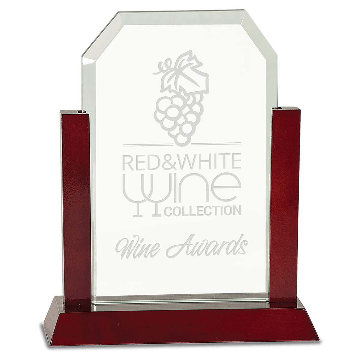9" Gateway Jade Clip Corner Glass Award with Rosewood Finish Base