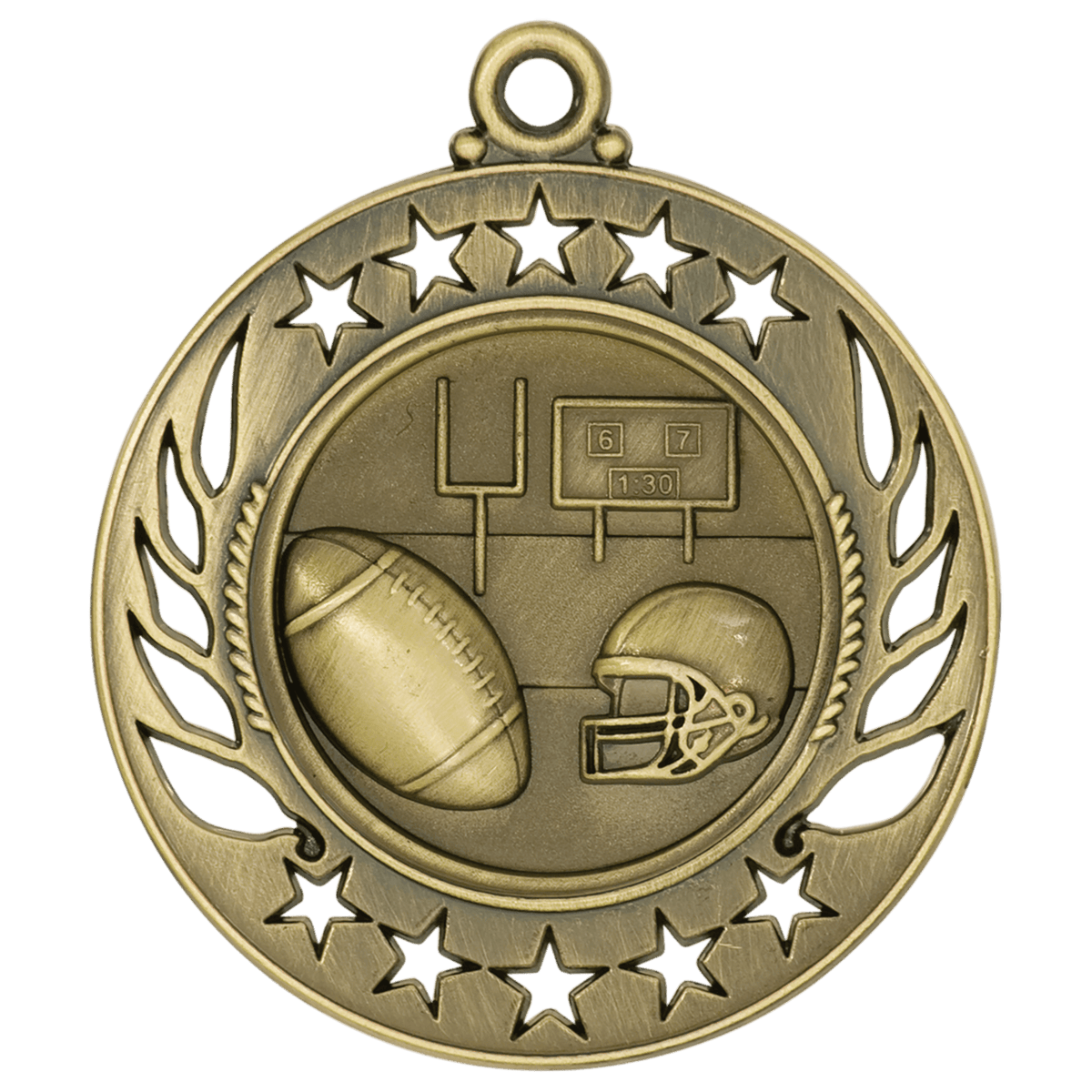 Antique Gold 2 1/4" Football Galaxy Medal