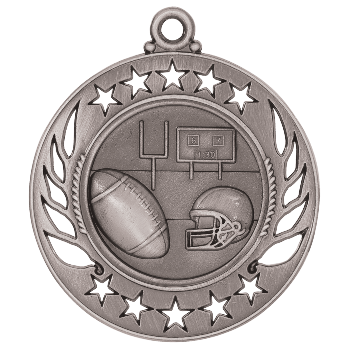 Antique Silver 2 1/4" Football Galaxy Medal