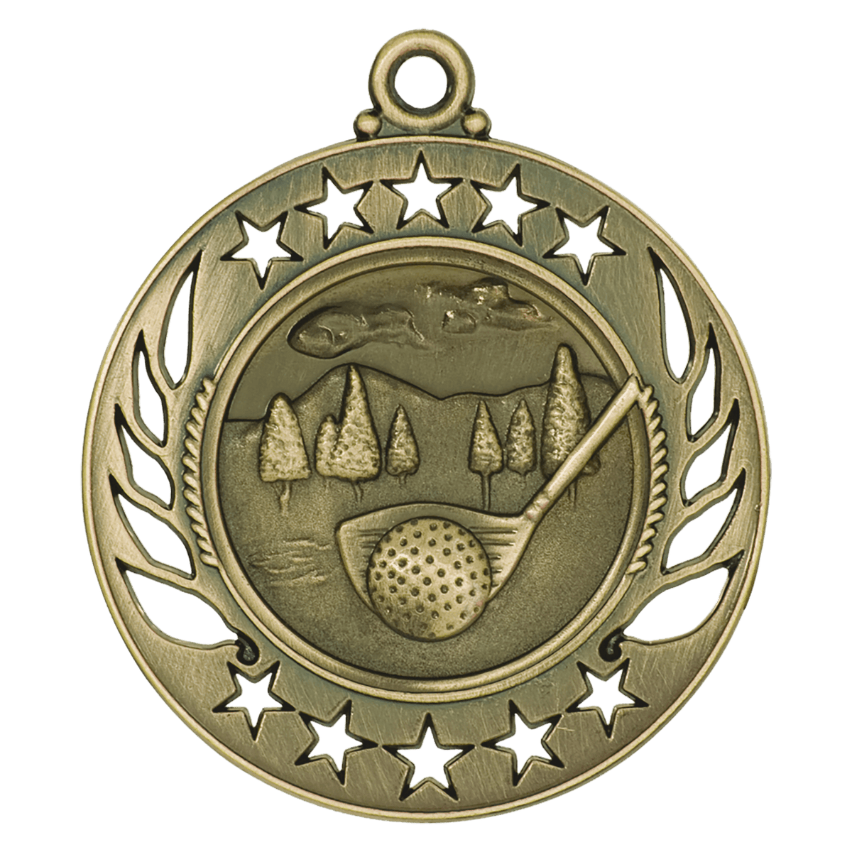 Antique Gold 2 1/4" Golf Galaxy Medal