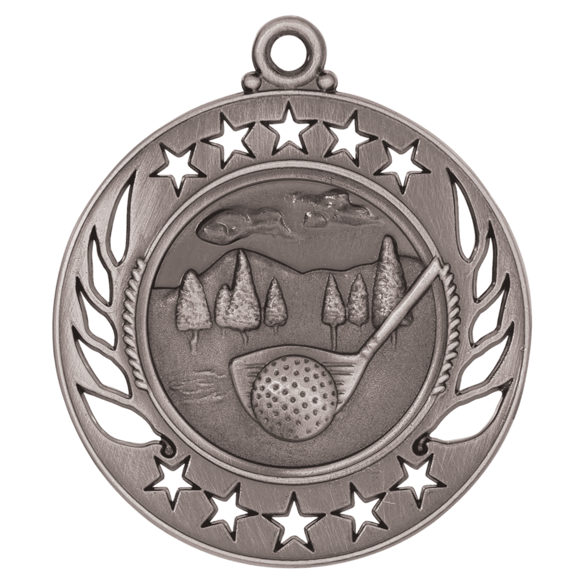 Antique Silver 2 1/4" Golf Galaxy Medal