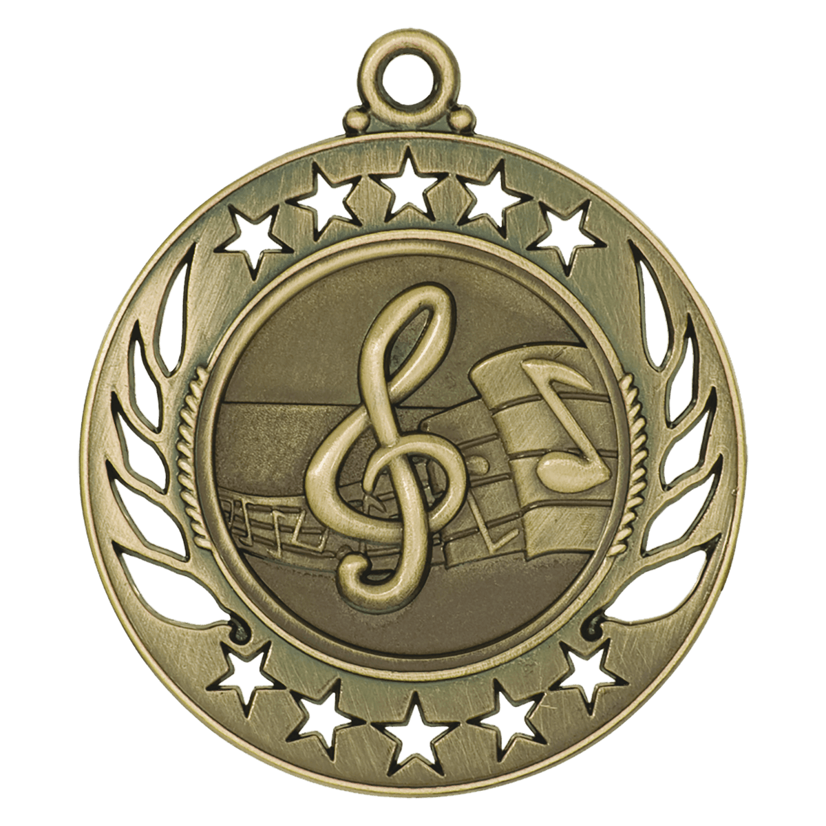 Antique Gold 2 1/4" Music Galaxy Medal