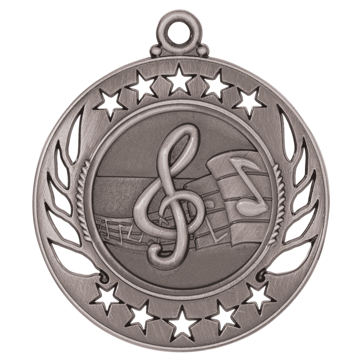 Antique Silver 2 1/4" Music Galaxy Medal