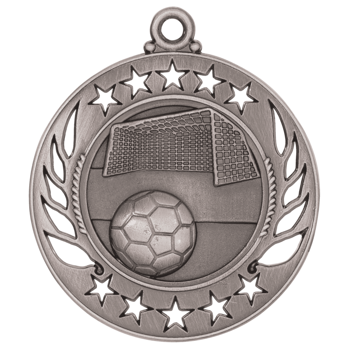 Antique Silver 2 1/4" Soccer Galaxy Medal