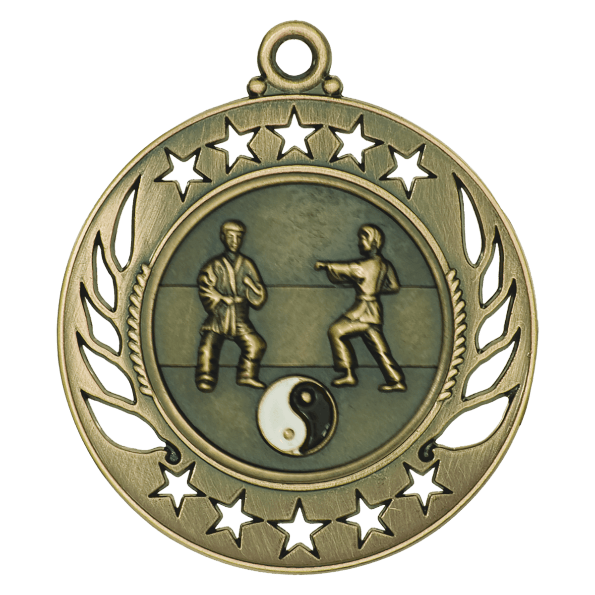 Antique Gold 2 1/4" Martial Arts Galaxy Medal