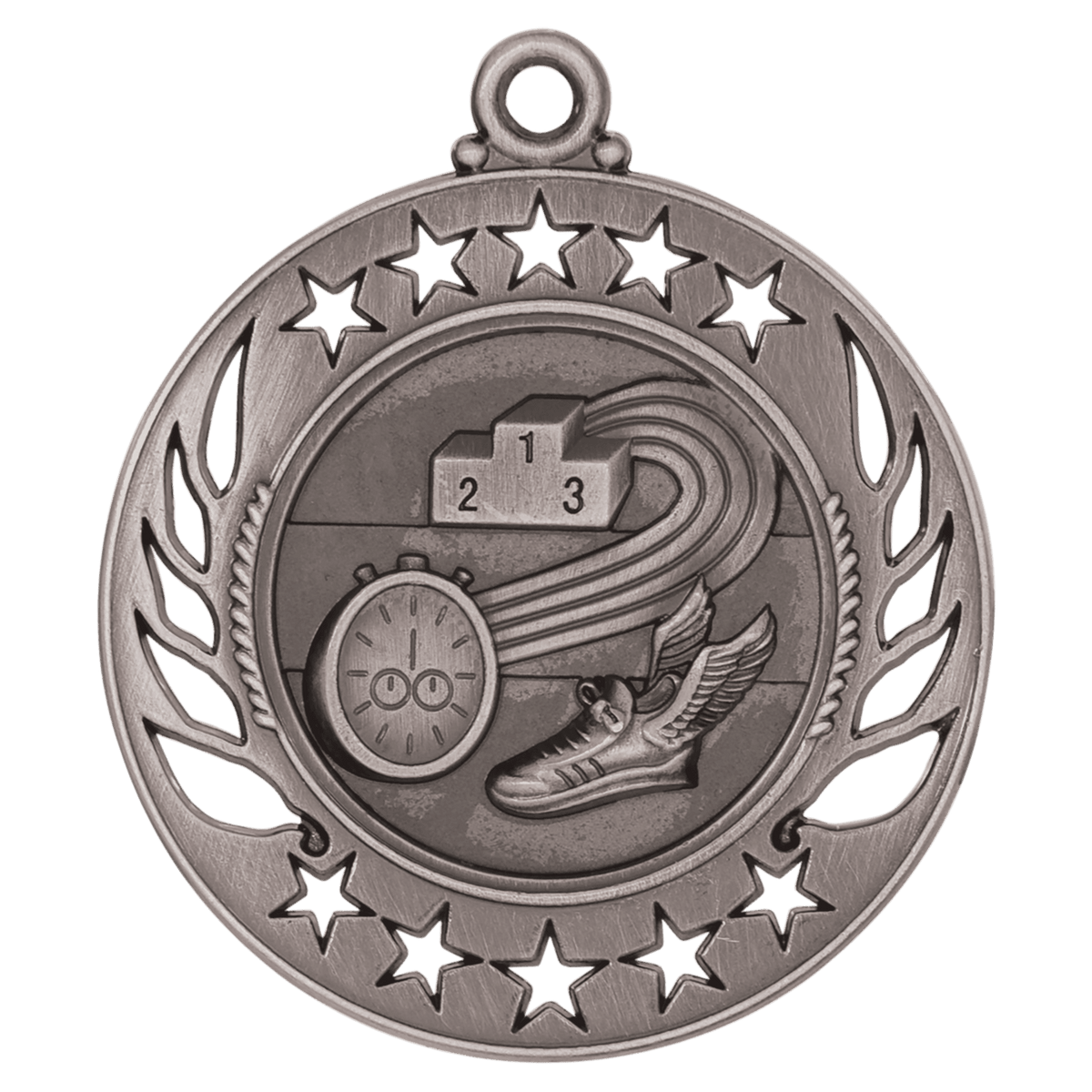 Antique Silver 2 1/4" Track Galaxy Medal