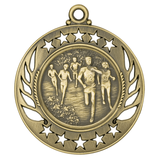 Antique Gold 2 1/4" Cross Country Galaxy Medal