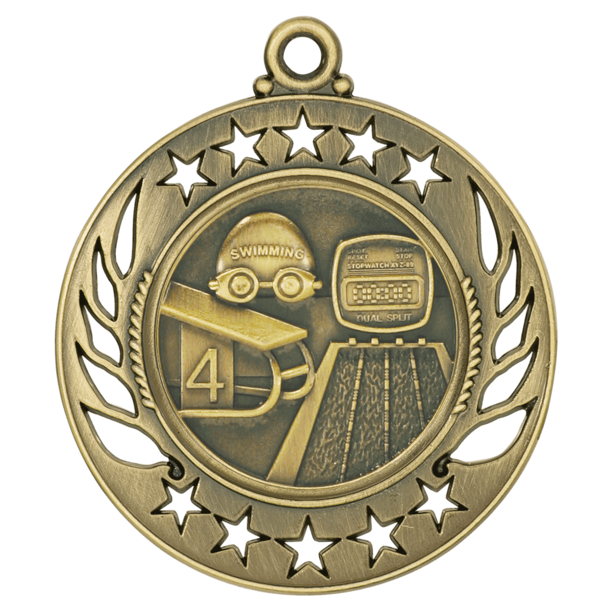 Antique Gold 2 1/4" Swimming Galaxy Medal